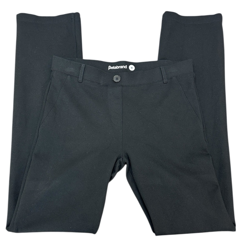 Betabrand W1550 Classic Black Dress Pant Yoga Pant M Straight Leg Ponte Stretch‎